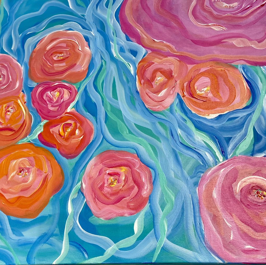 Acrylic Painting Living Roses
