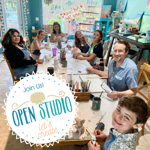 Open Studio Art Classes Paint your own Pottery, Wine Glass Painting, Acrylic Canvas Painting, Clay, Mosaics, Mixed Media, Art Journaling, Art Class, Camp, Private Party, Birthday Party, ArtSea Living in Boynton Beach Florida