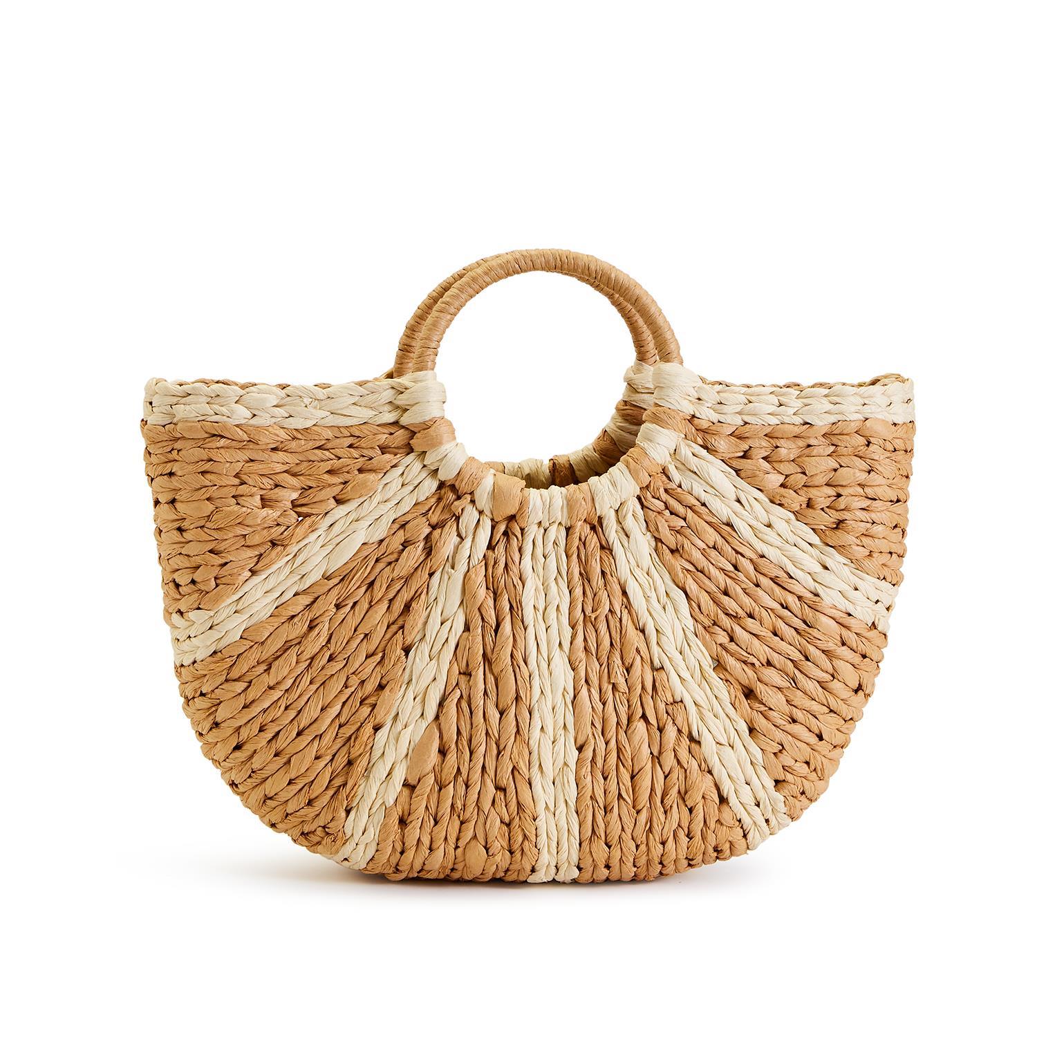 Braided Straw Basket Bag / Purse w/ Double Handles - ArtSea Living