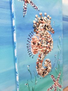 Sea Shell Seashell Mixed Media Class at ArtSea Living in Boynton Beach Art Class Acrylic Painting