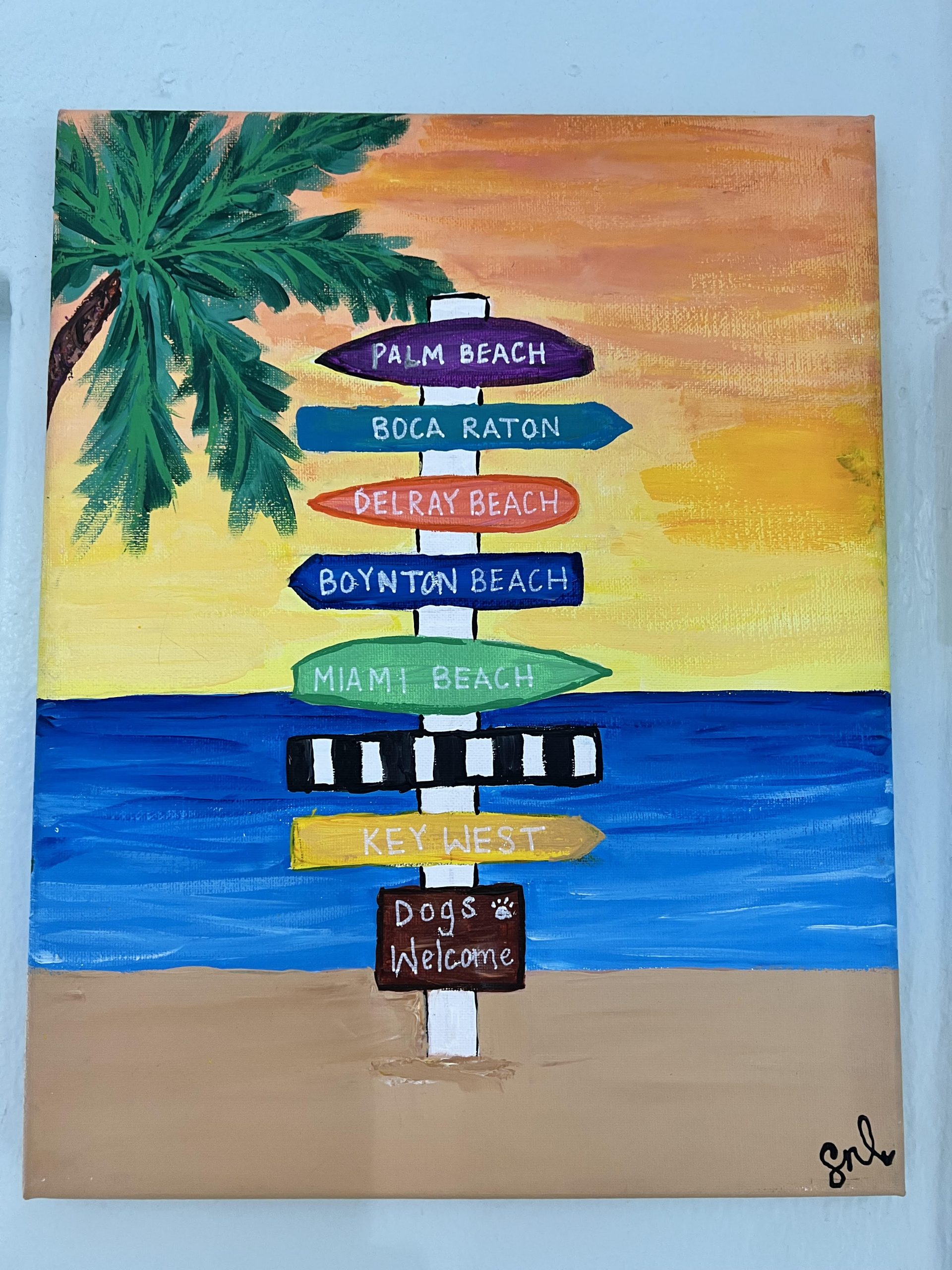 Acrylic Painting Class. Directional Beach Signs Art Class at ArtSea Living in Boynton Beach Florida
