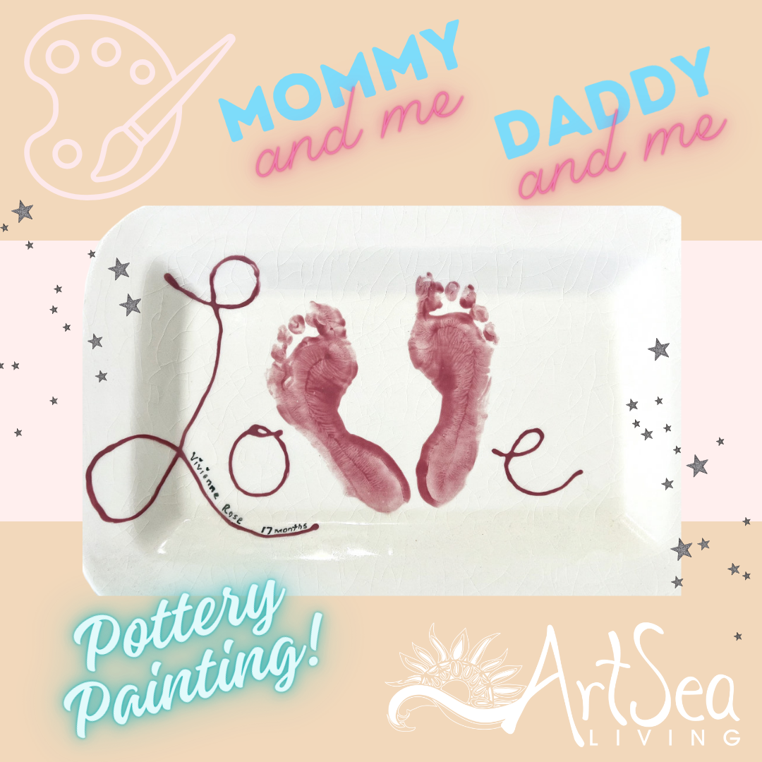 Mommy & Me. Daddy & Me. Faily Pottery Painting Event at ArtSea Living in Boynton Beach Florida